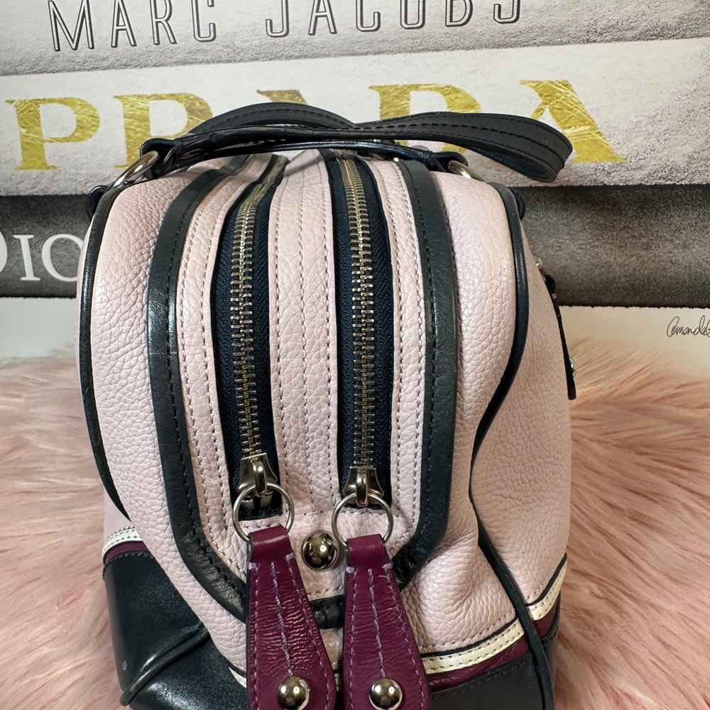 Coach Pink and Navy Satchel with Structured Design - Picture 5 of 17
